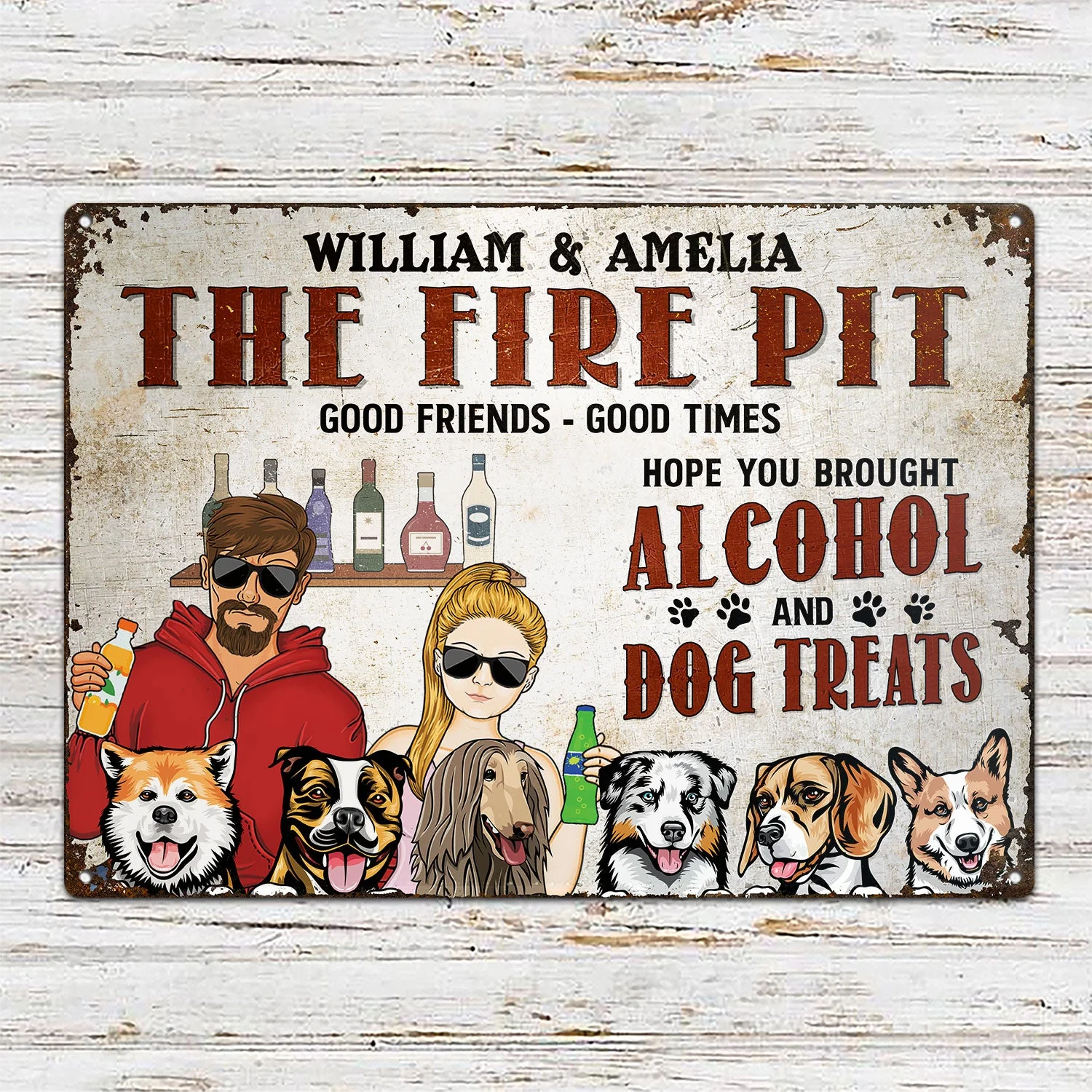 Patio Grilling Hope You Brought Alcohol And Dog Treats Cat Treats - Home Decor, Backyard Decor, Gift For Couples, Husband, Wife - Personalized Custom Classic Metal Signs - Image 2