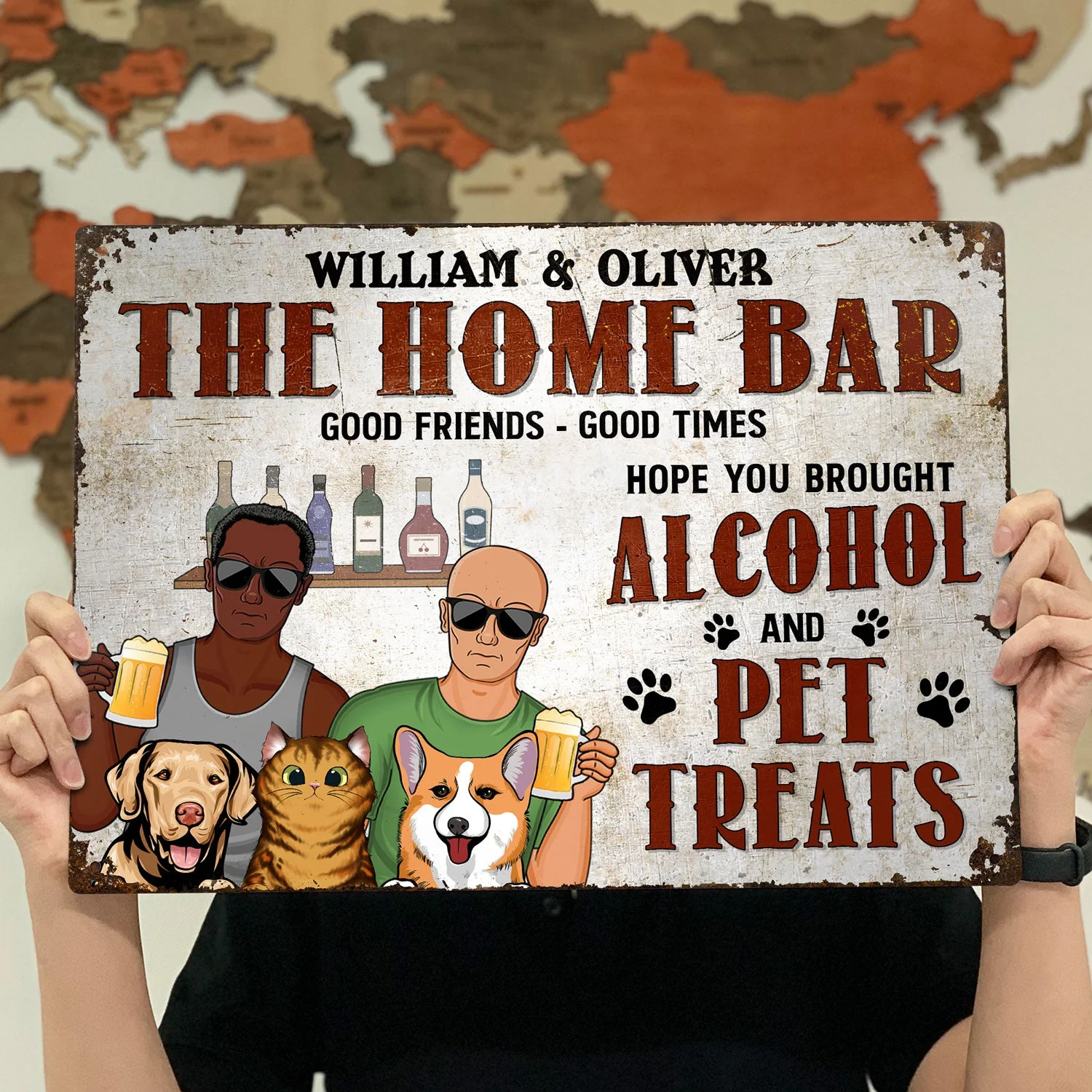 Patio Grilling Hope You Brought Alcohol And Dog Treats Cat Treats - Home Decor, Backyard Decor, Gift For Couples, Husband, Wife - Personalized Custom Classic Metal Signs - Image 4