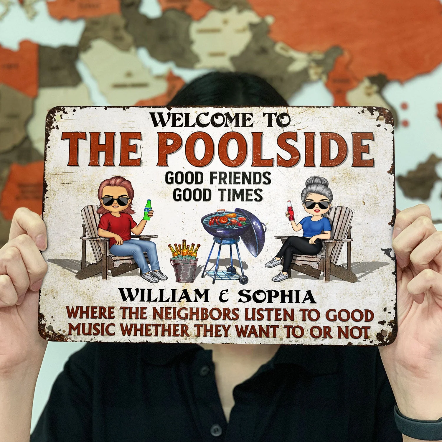Patio Grilling Listen To The Good Music - Backyard Sign - Personalized Custom Classic Metal Signs - Image 3