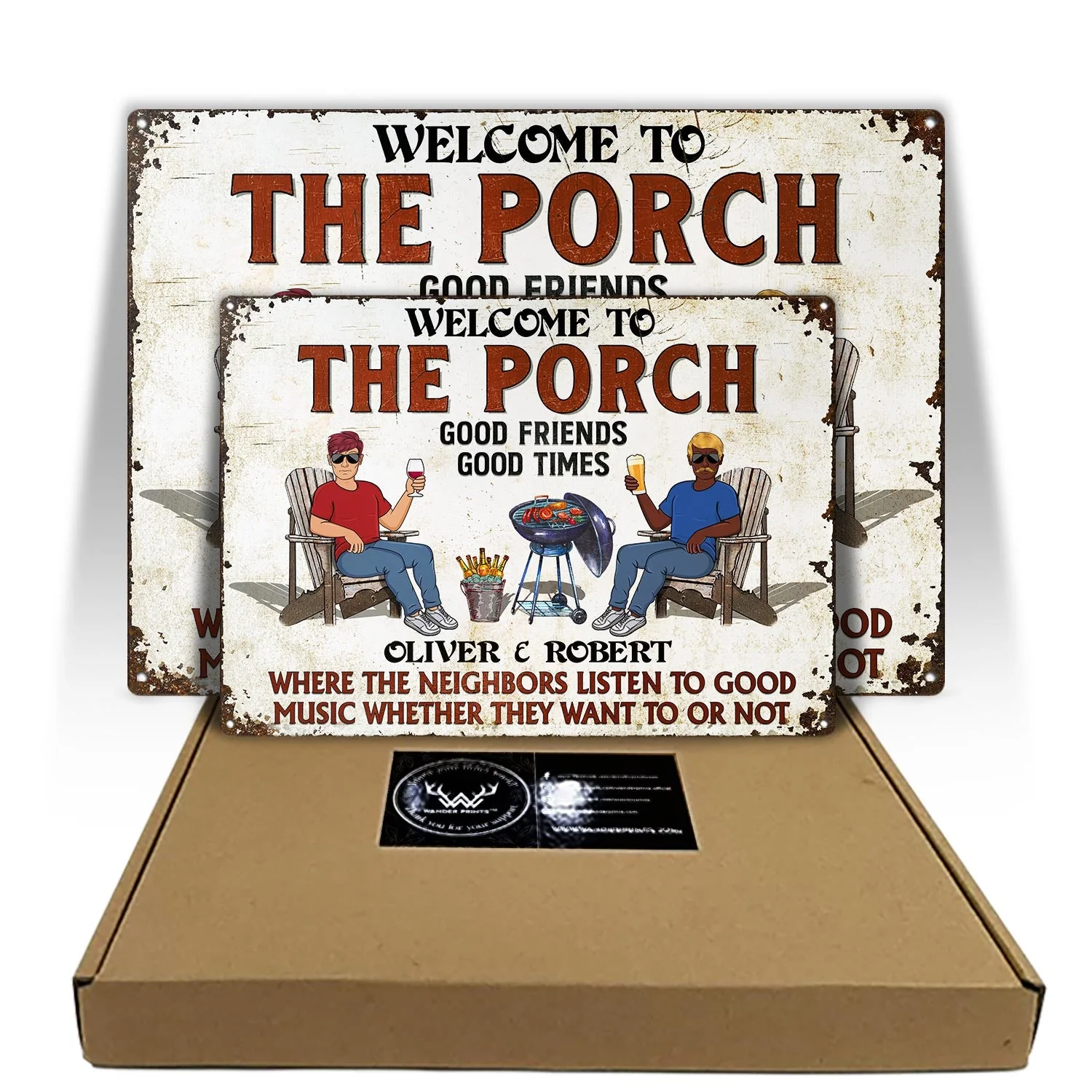 Patio Grilling Listen To The Good Music Couple Husband Wife - Backyard Sign - Personalized Custom Classic Metal Signs - Image 5