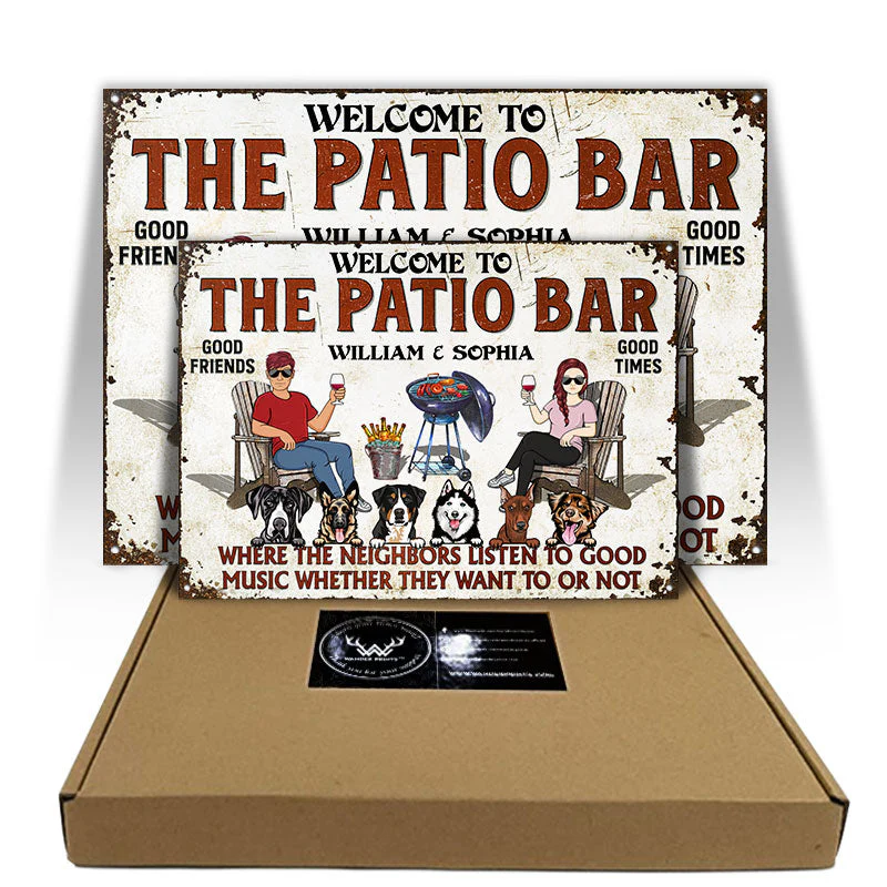Patio Grilling Listen To The Good Music Couple Husband Wife Dog Lovers - Backyard Sign - Personalized Custom Classic Metal Signs - Image 3