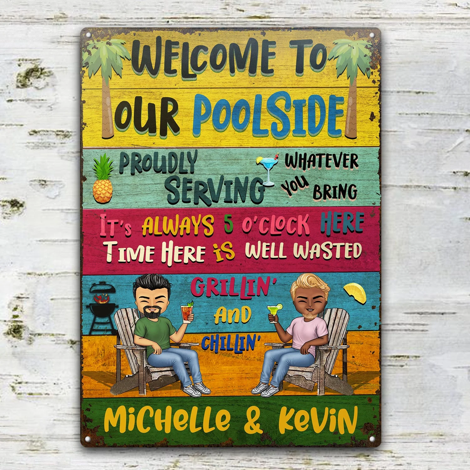 Patio Welcome Grilling Proudly Serving Whatever You Bring - Backyard Sign - Personalized Custom Classic Metal Signs - Image 2