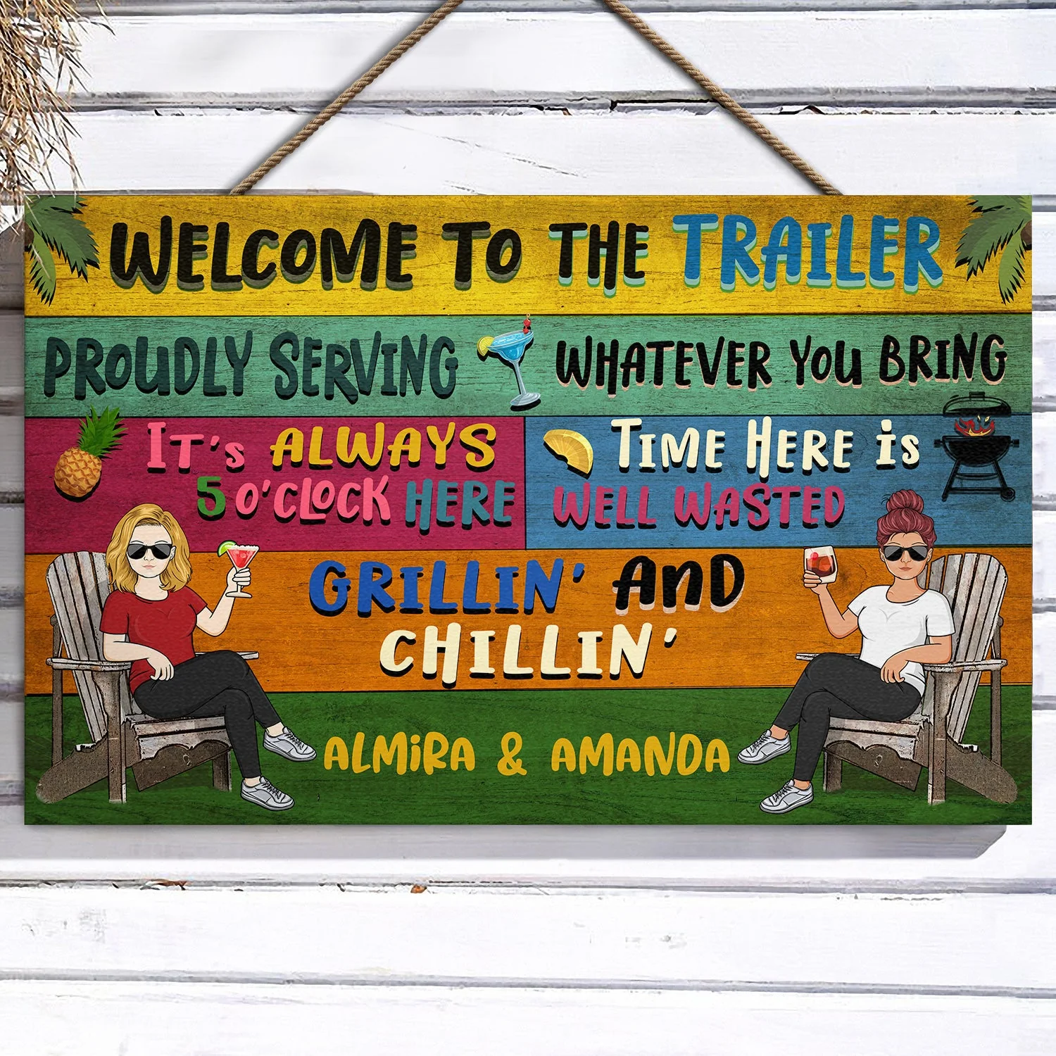Patio Welcome Grilling Proudly Serving Whatever You Bring Couple Single - Home Decor, Backyard Decor, Gift For Her, Him, Family, Couples, Husband, Wife - Personalized Custom Wood Rectangle Sign - Image 3