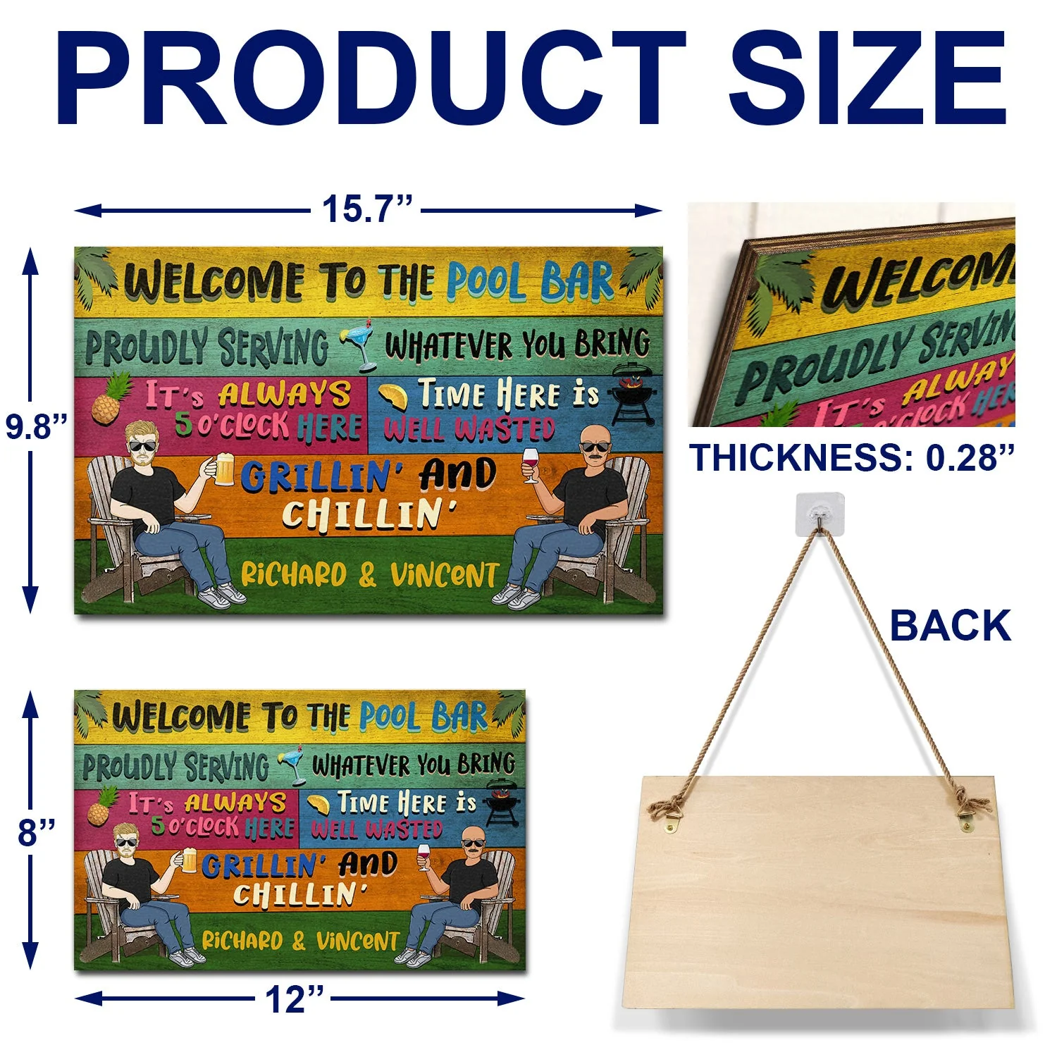 Patio Welcome Grilling Proudly Serving Whatever You Bring Couple Single - Home Decor, Backyard Decor, Gift For Her, Him, Family, Couples, Husband, Wife - Personalized Custom Wood Rectangle Sign - Image 5