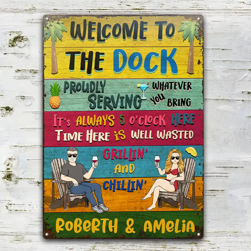 Patio Welcome Grilling Proudly Serving Whatever You Bring Husband Wife Couple Single - Backyard Sign - Personalized Custom Classic Metal Signs - Image 2