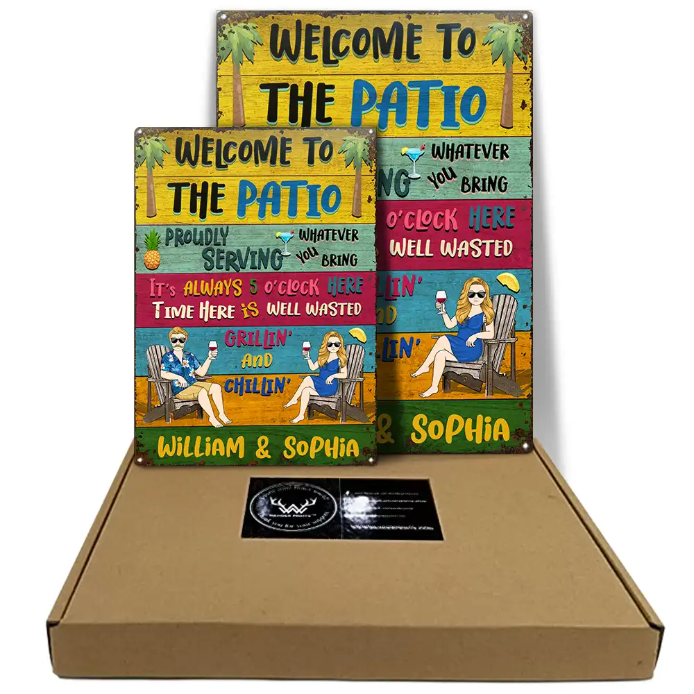 Patio Welcome Grilling Proudly Serving Whatever You Bring Husband Wife Couple Single - Backyard Sign - Personalized Custom Classic Metal Signs - Image 5