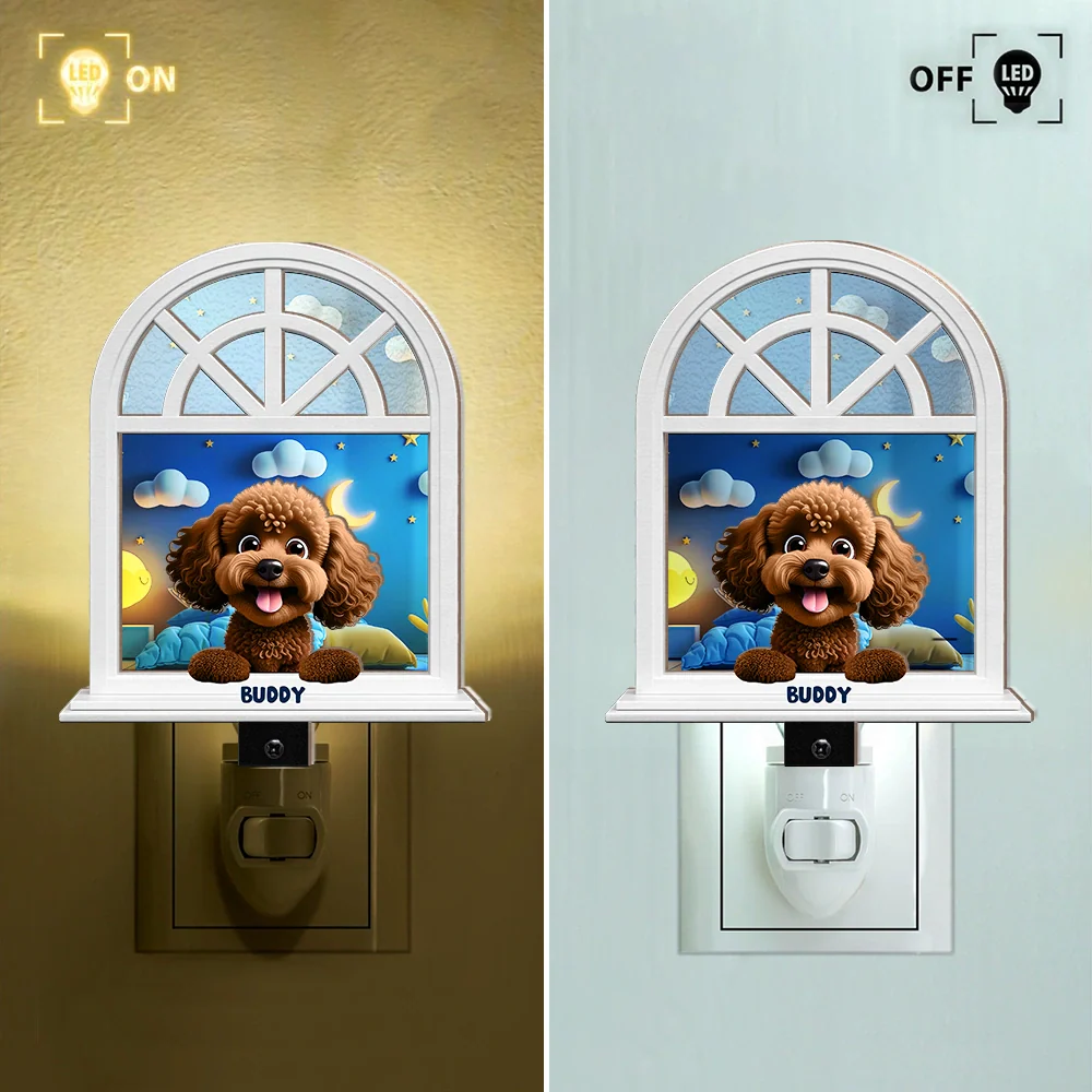 Paw Guards In The Windowsill - Personalized Plug-in Night Light - Image 2