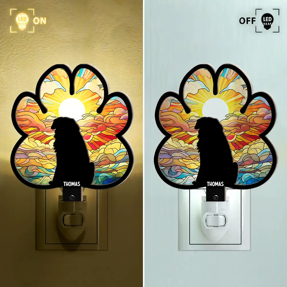 Paw Shaped Light With Dog Cat - Personalized Plug-in Night Light - Image 2