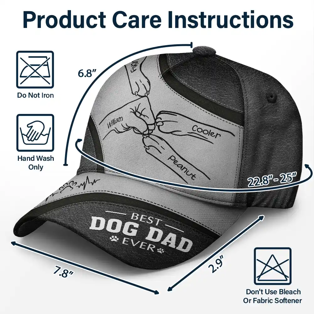 Paws And Human Hand Fist Bump Best Dog Dad Ever - Personalized Classic Cap - Image 6