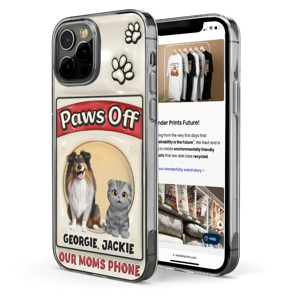 Paws Off Mom Dad Dog Cat Pet Lover - Personalized Clear Phone Case - Image 4