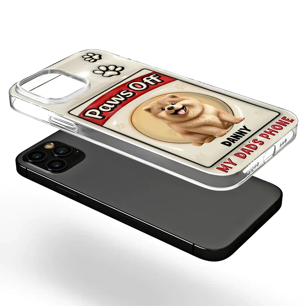 Paws Off Mom Dad Dog Cat Pet Lover - Personalized Clear Phone Case - Image 5