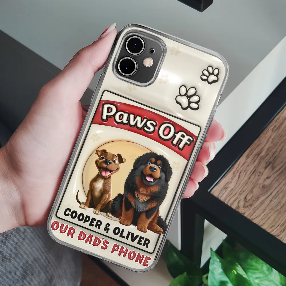 Paws Off Mom Dad Dog Cat Pet Lover - Personalized Clear Phone Case - Image 6