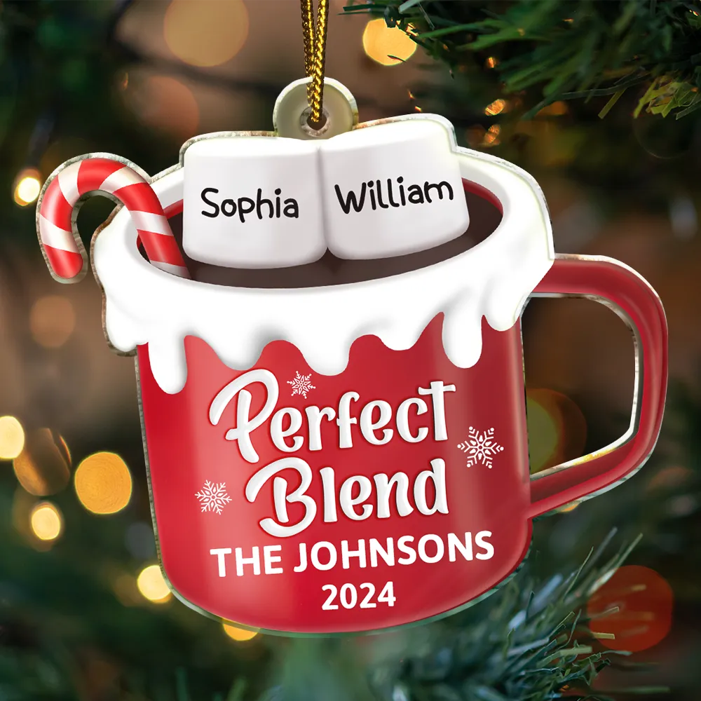 Perfect Blend Hot Cocoa Christmas Family - Personalized Custom Shaped Acrylic Ornament - Image 3
