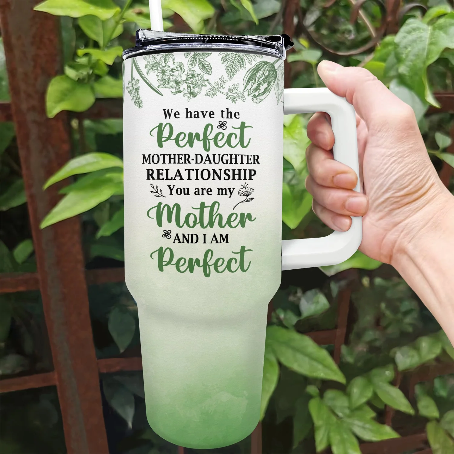 Perfect Mother Daughter Relationship - Gift For Mother - Personalized 40oz Tumbler With Straw - Image 2
