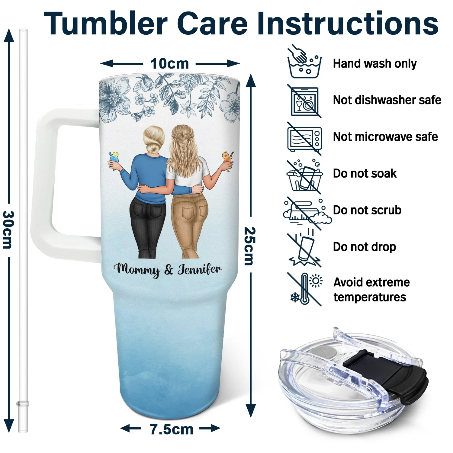 Perfect Mother Daughter Relationship - Gift For Mother - Personalized 40oz Tumbler With Straw - Image 6