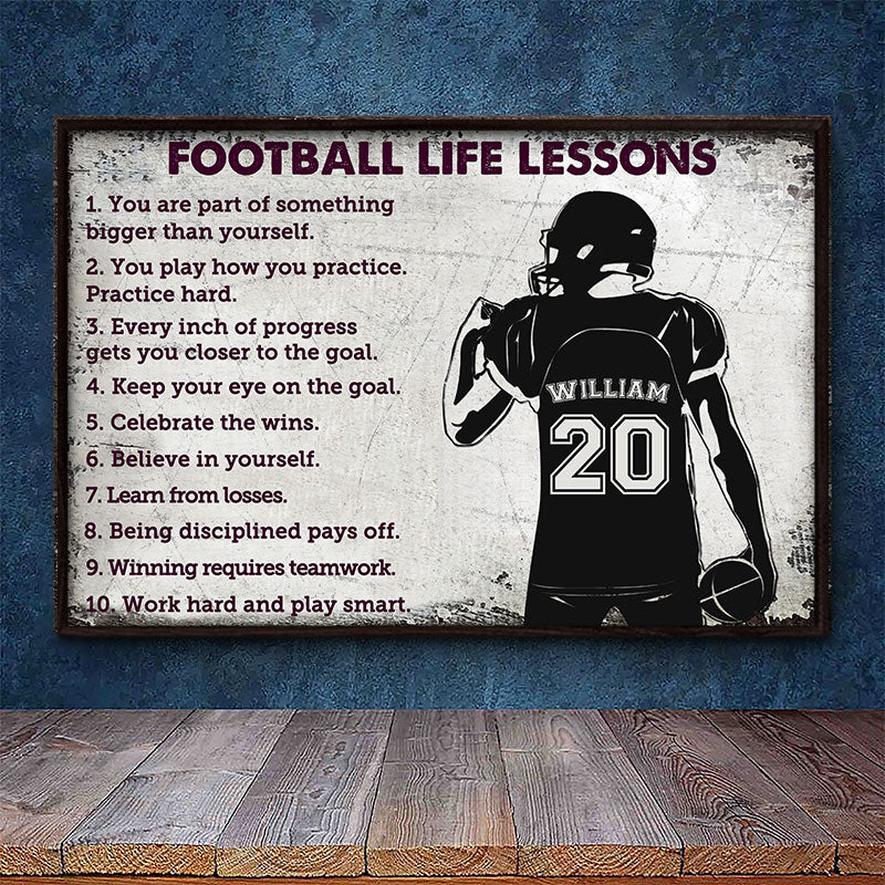 Personalized American Football Life Lessons White Custom Poster - Image 2