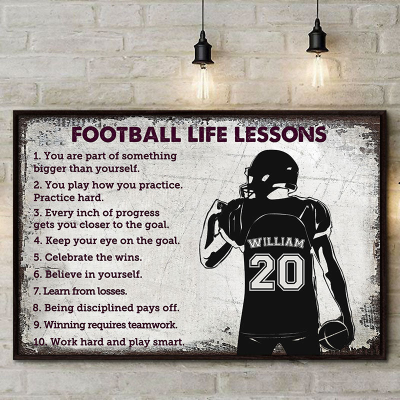 Personalized American Football Life Lessons White Custom Poster - Image 3