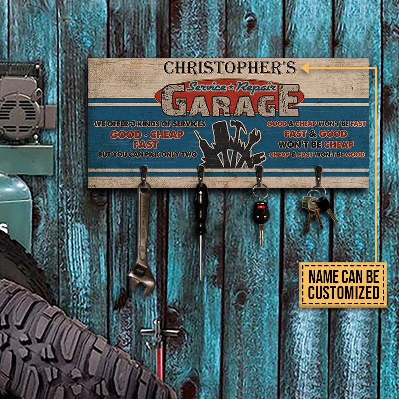 Personalized Auto Garage Kinds Of Service Custom Wood Key Holder - Image 2