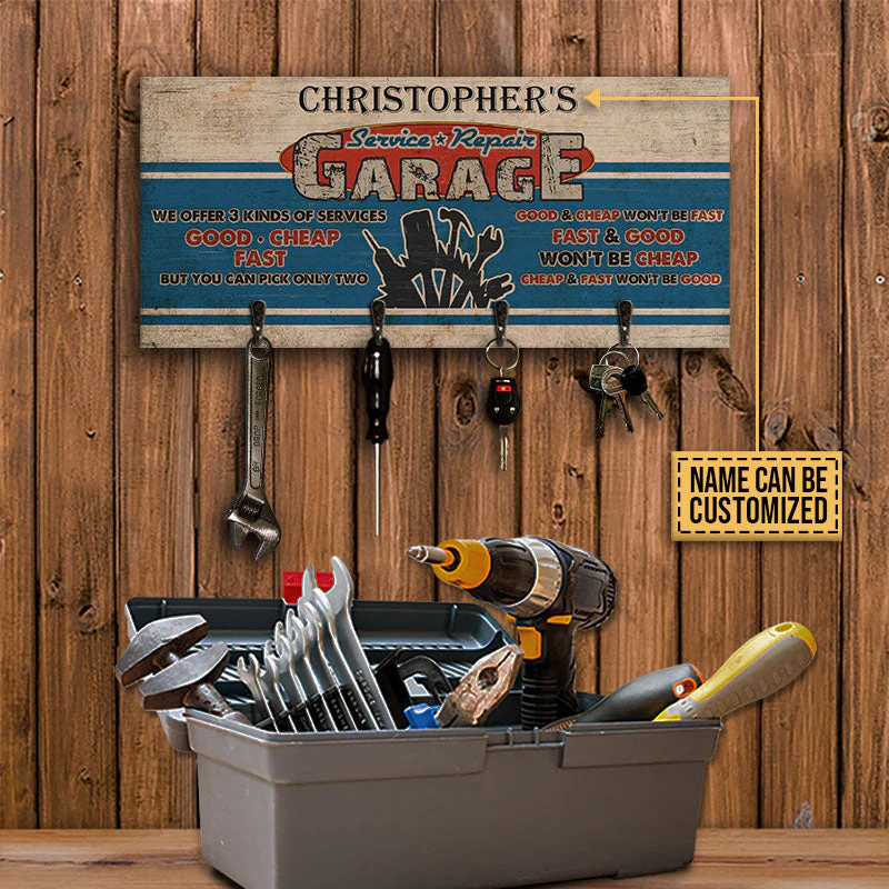 Personalized Auto Garage Kinds Of Service Custom Wood Key Holder - Image 3