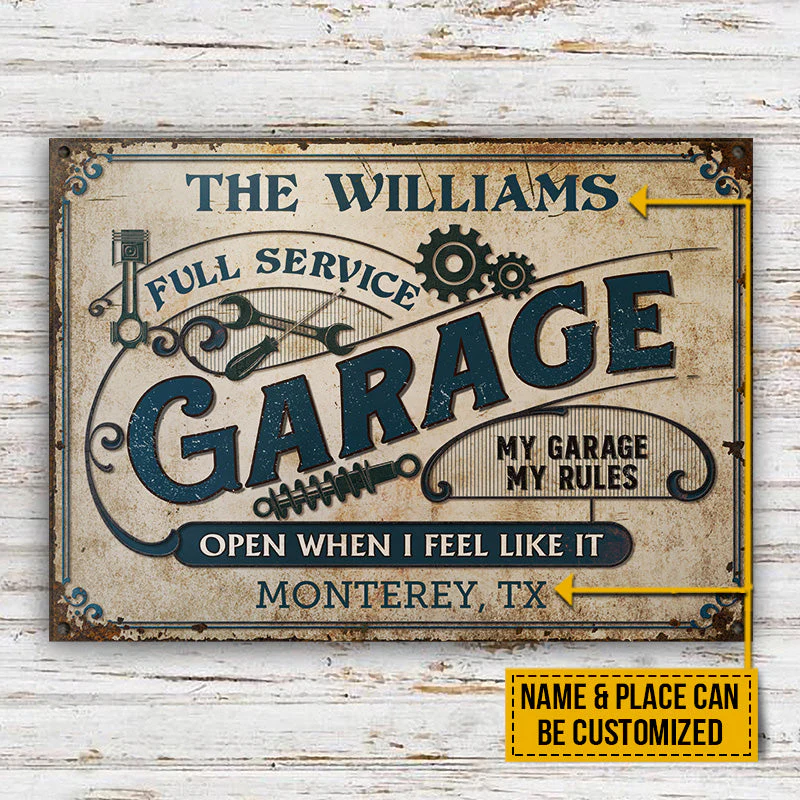 Personalized Auto Mechanic Garage My Rules Customized Classic Metal Signs - Image 3