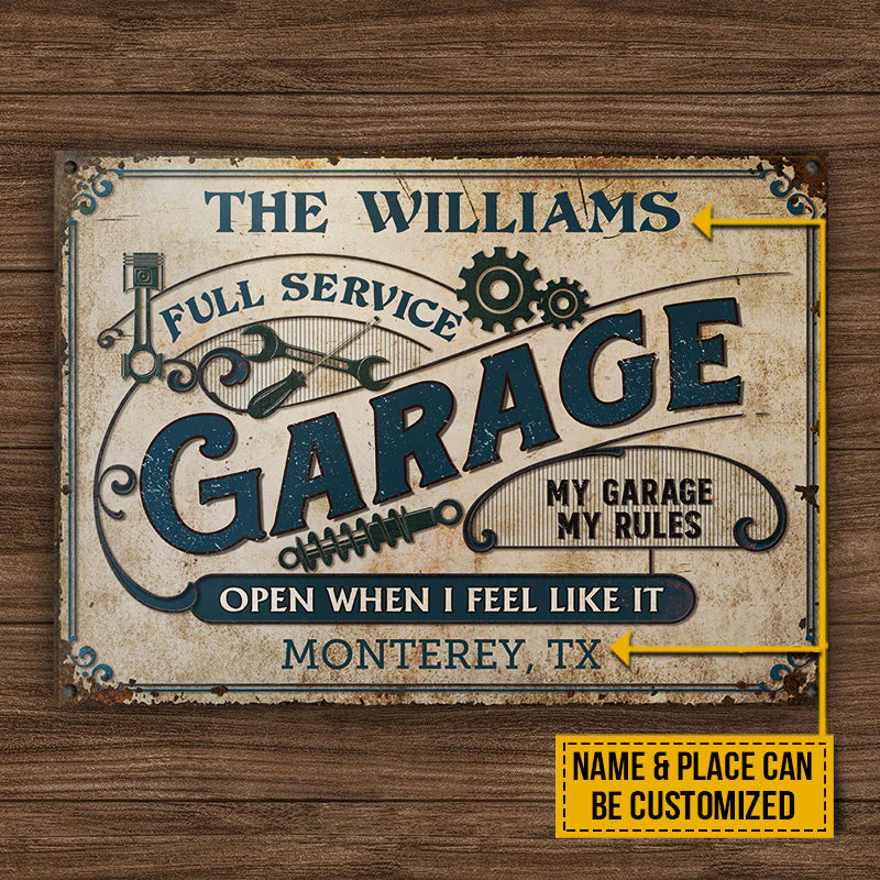 Personalized Auto Mechanic Garage My Rules Customized Classic Metal Signs - Image 4
