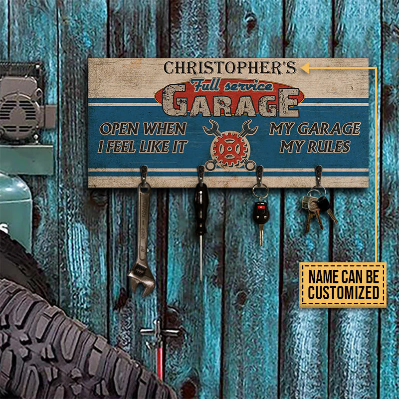 Personalized Auto Mechanic Garage Open When I Feel Like Custom Wood Key Holder - Image 2