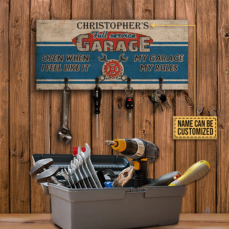 Personalized Auto Mechanic Garage Open When I Feel Like Custom Wood Key Holder - Image 3
