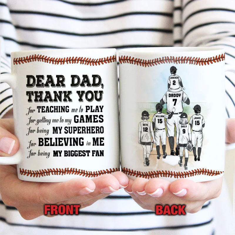 Personalized Baseball Dad And Child Thank You Dad Custom Mug - Image 3