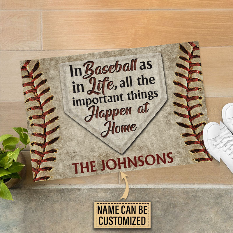 Personalized Baseball Happen At Home Custom Doormat - Image 3