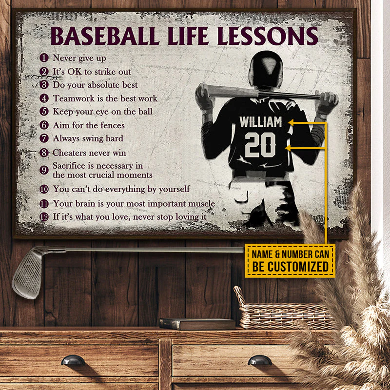 Personalized Baseball Life Lessons Customized Poster - Image 3