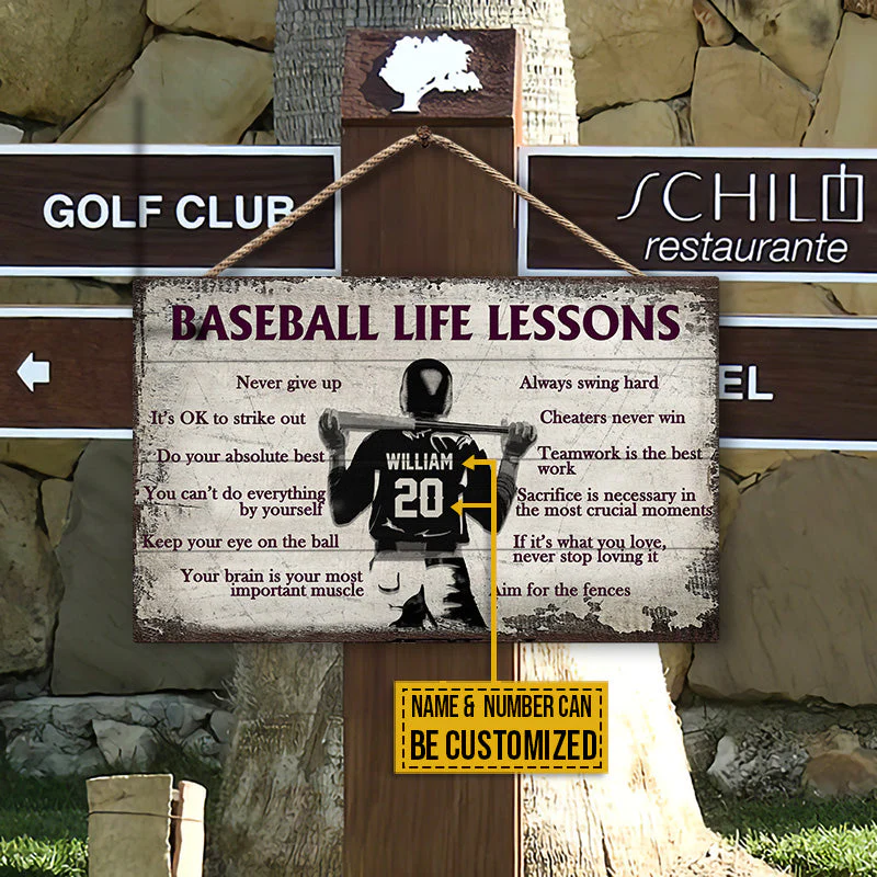 Personalized Baseball Life Lessons-Customized Wood Rectangle Sign - Image 3