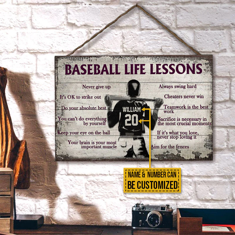 Personalized Baseball Life Lessons-Customized Wood Rectangle Sign - Image 4