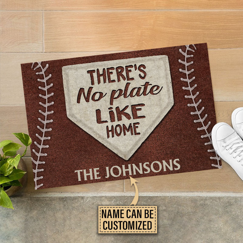Personalized Baseball No Plate Like Home Brown Customized Doormat - Image 3