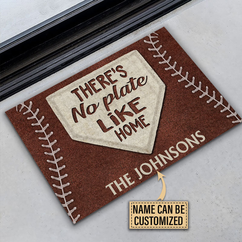 Personalized Baseball No Plate Like Home Brown Customized Doormat - Image 4