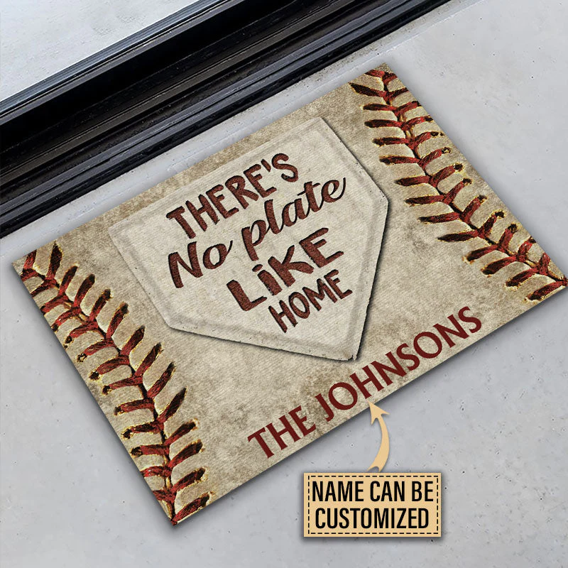 Personalized Baseball No Plate Like Home Customized Doormat - Image 4