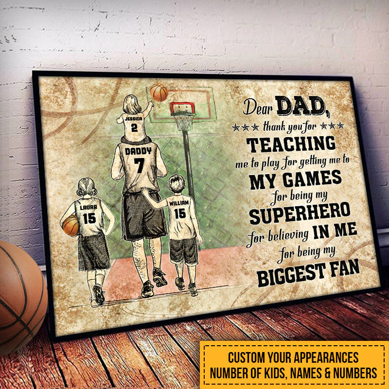 Personalized Basketball Dad And Child Custom Kid Thank You Custom Poster - Image 3