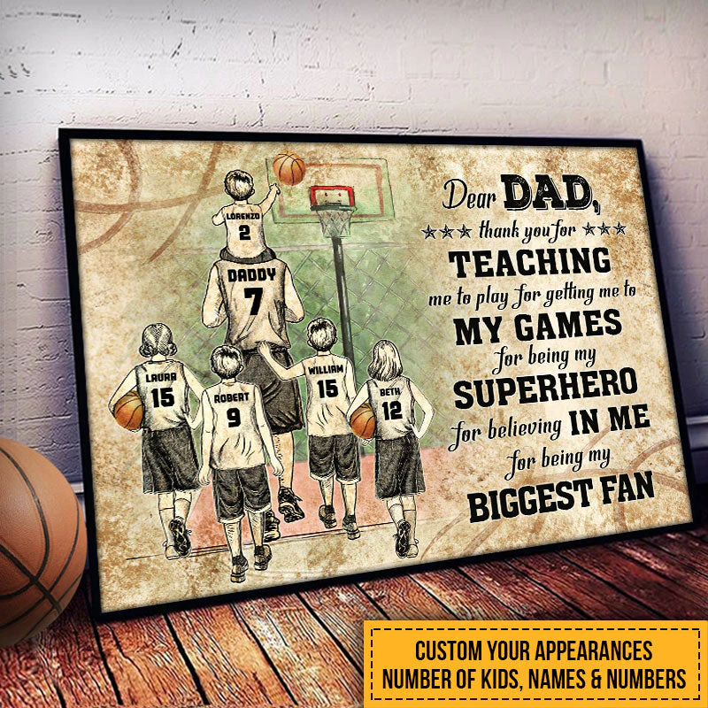 Personalized Basketball Dad And Child Custom Kid Thank You Custom Poster - Image 4
