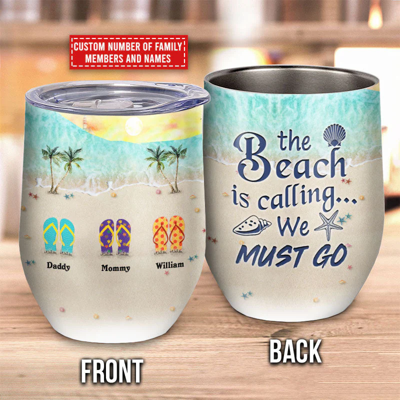 Personalized Beach Beach Is Calling Custom Wine Tumbler - Image 3