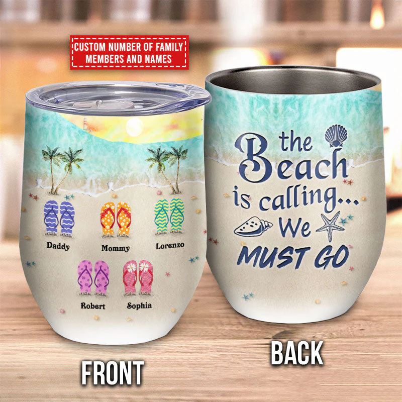 Personalized Beach Beach Is Calling Custom Wine Tumbler - Image 5