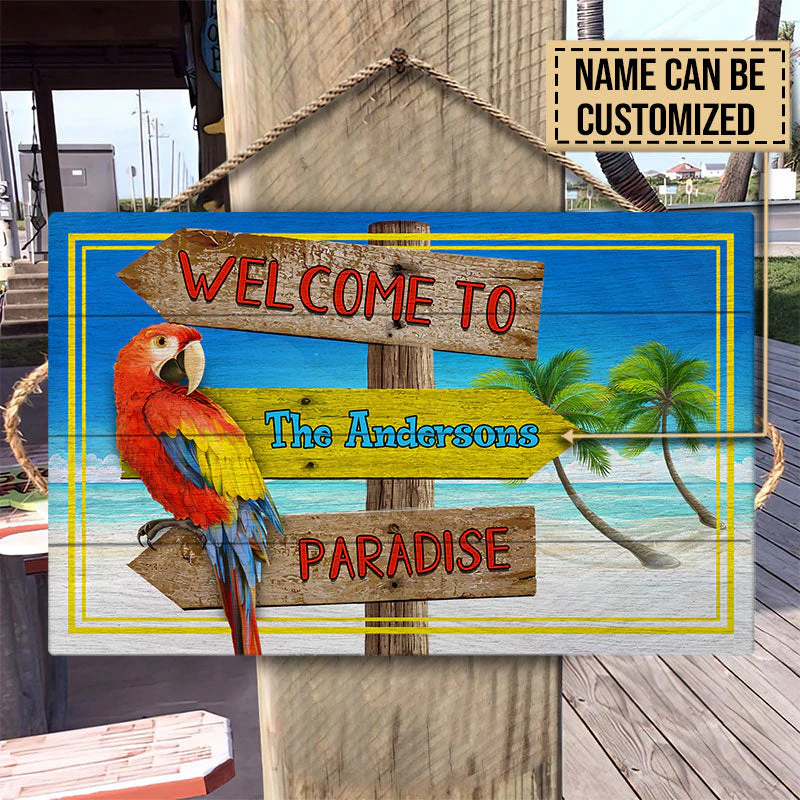 Personalized Beach Welcome To Paradise Customized Wood Rectangle Sign - Image 2