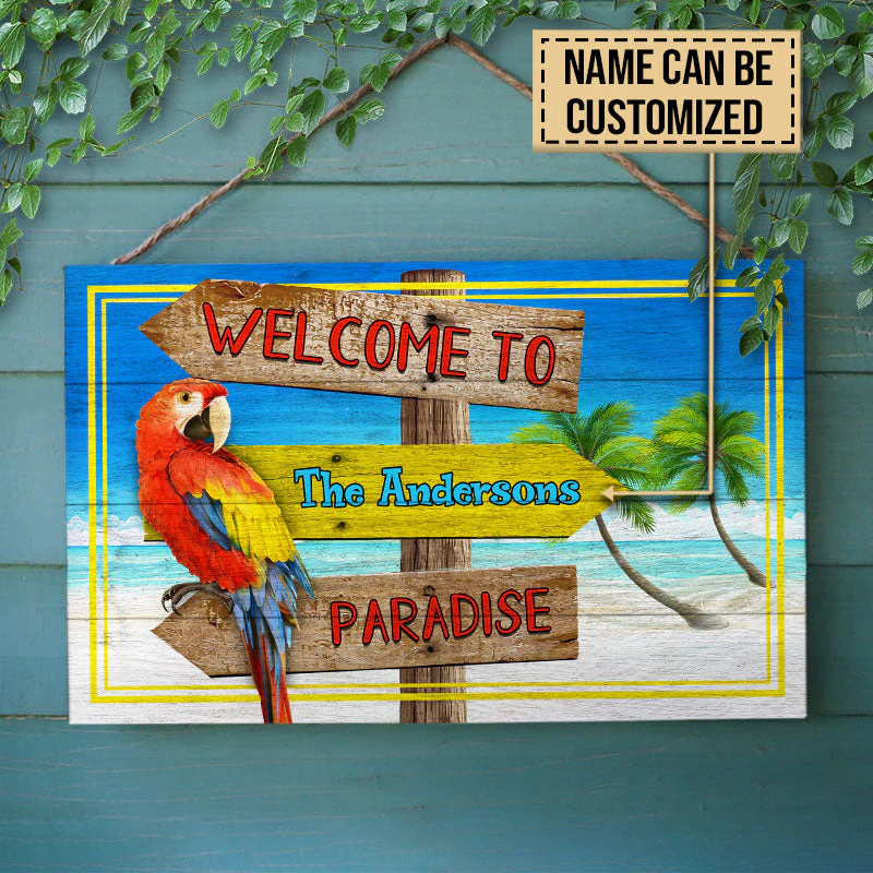 Personalized Beach Welcome To Paradise Customized Wood Rectangle Sign - Image 3