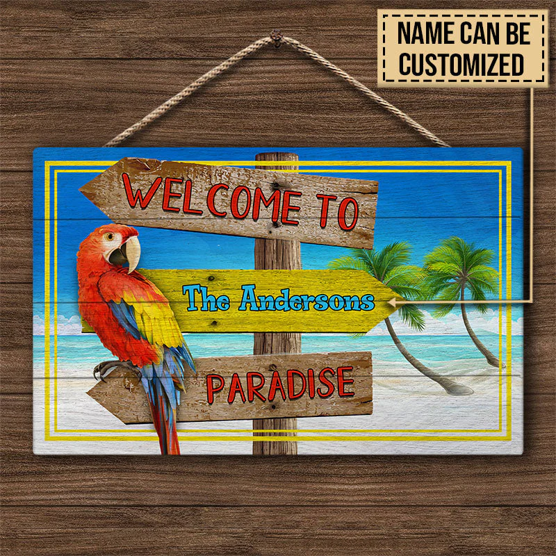 Personalized Beach Welcome To Paradise Customized Wood Rectangle Sign - Image 4