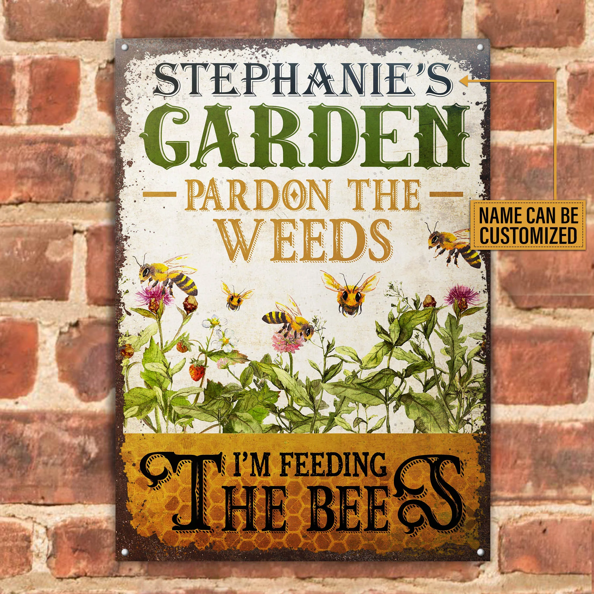 Personalized Bee Garden Pardon The Weeds Customized Classic Metal Signs - Image 3