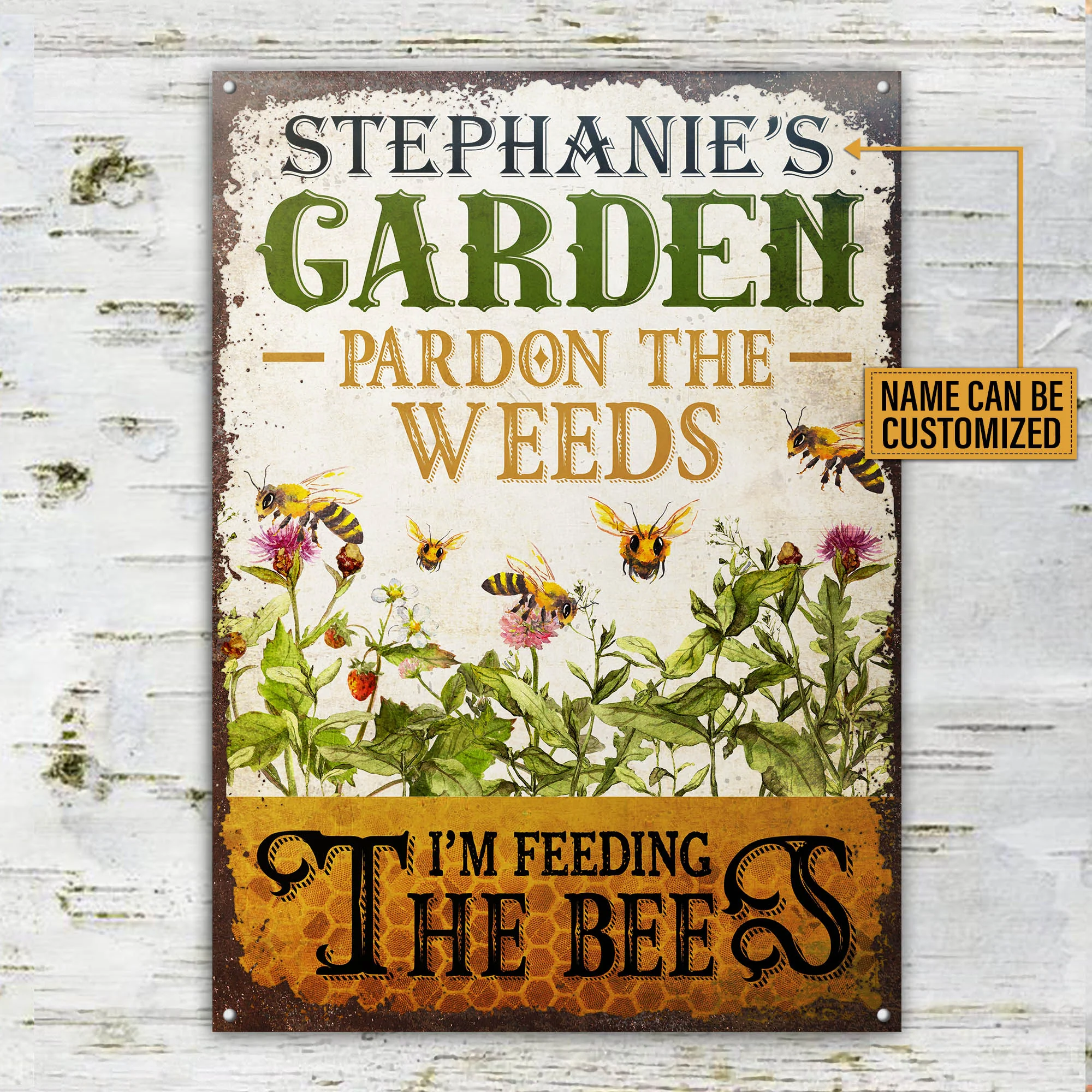 Personalized Bee Garden Pardon The Weeds Customized Classic Metal Signs - Image 4
