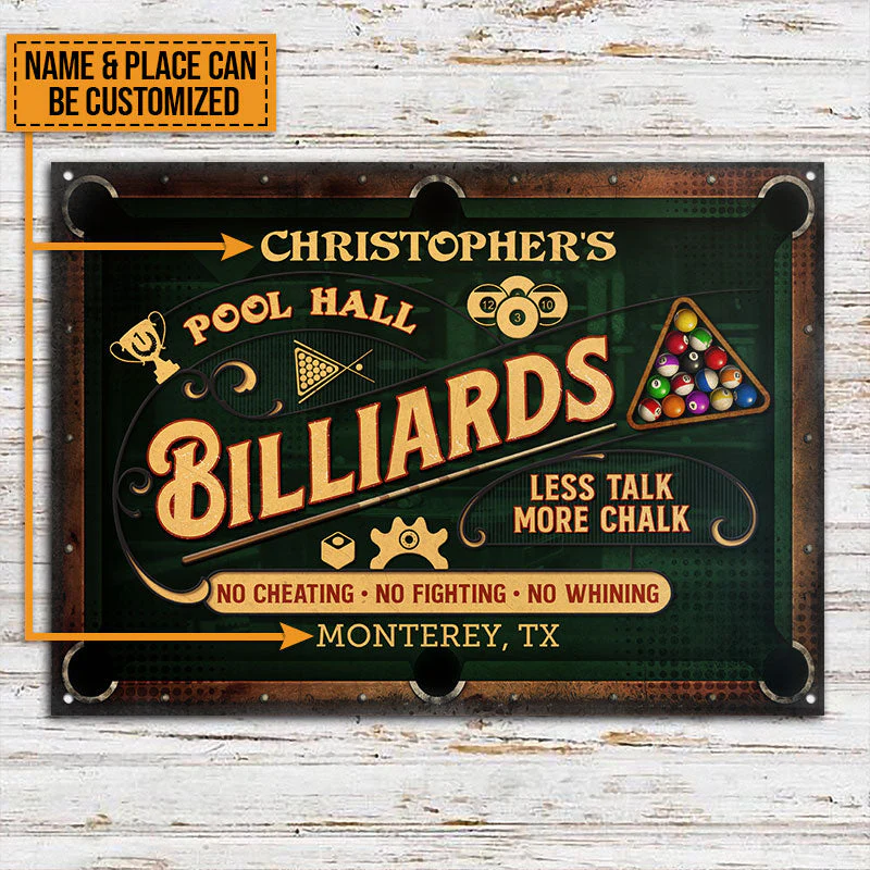 Personalized Billiards Pool Hall Custom Classic Metal Signs - Image 3