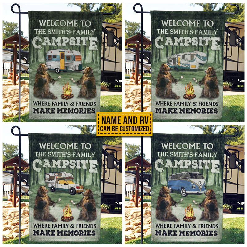Personalized Camping Bear Welcome To Our Campsite Custom RV Customized Flag - Image 3