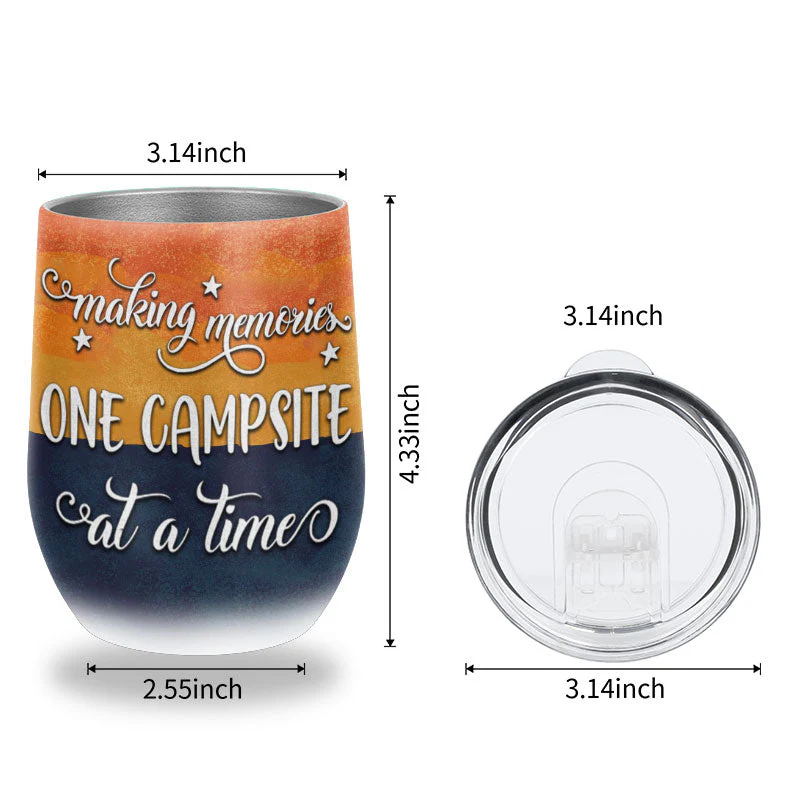 Personalized Camping Couple Retro Making Memories Custom Wine Tumbler - Image 4