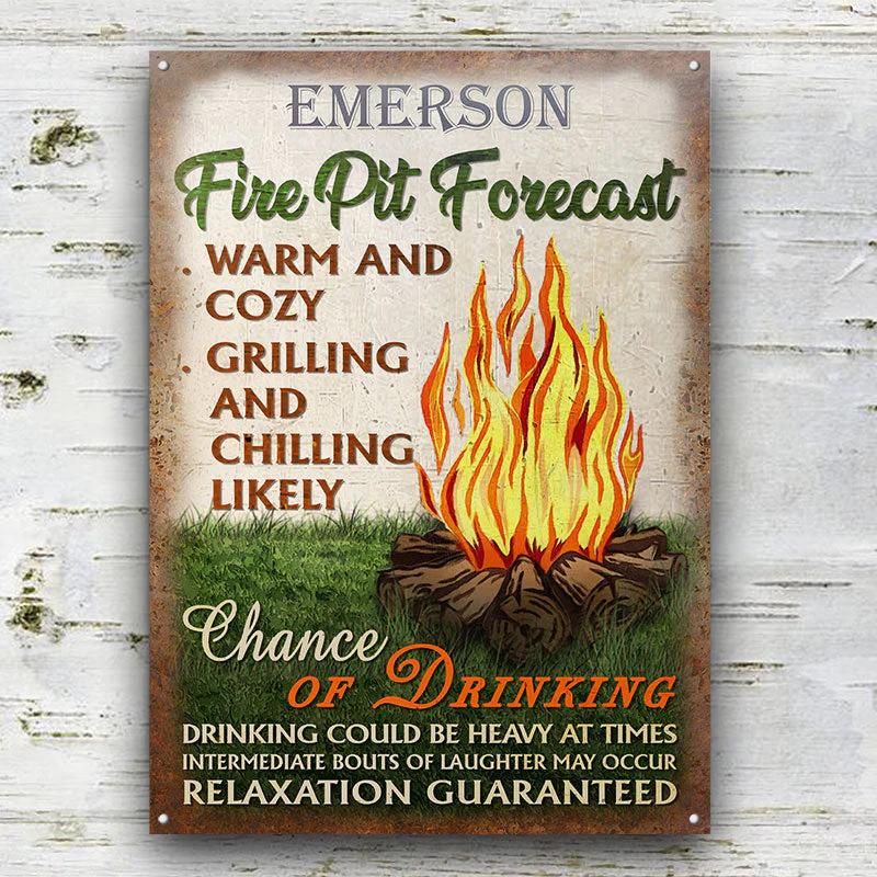 Personalized Camping Fire Pit Forecast Customized Classic Metal Signs - Image 2