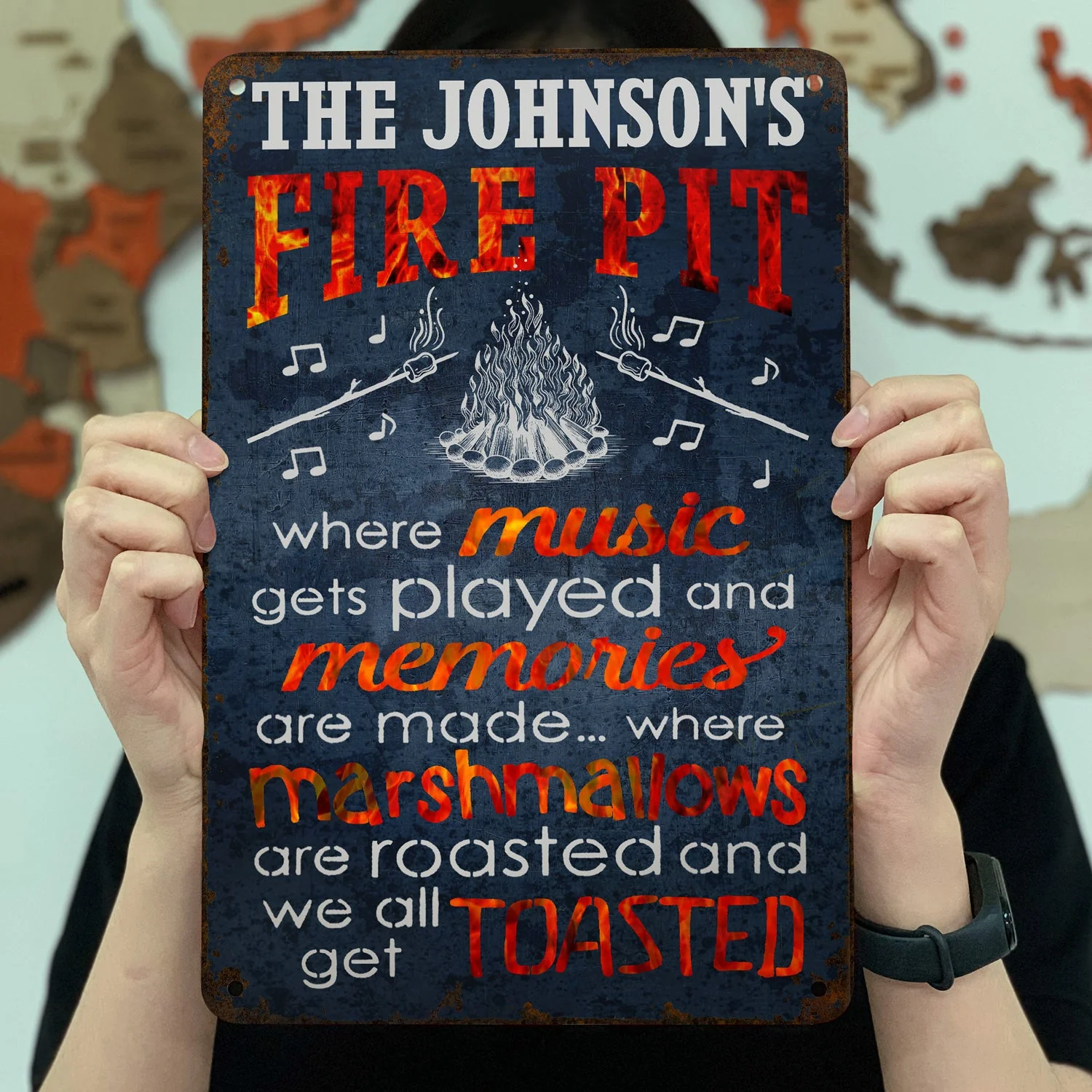 Personalized Camping Fire Pit Get Toasted Color Customized Classic Metal Signs - Image 3