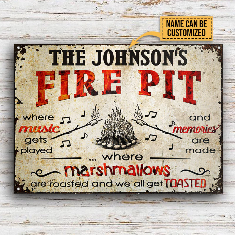 Personalized Camping Fire Pit Get Toasted Horizontal Custom Classic Metal Signs - Image 3